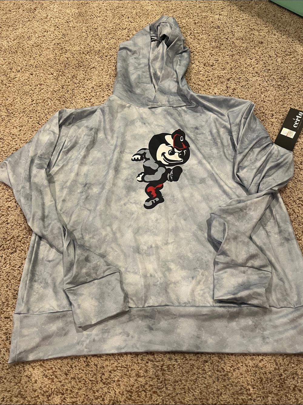 Light Gray Hoodie Sweatshirt with Ohio State Mascot Graphic